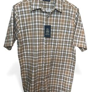 Arrow Men's Casual Plaid Shirt - Tan and White